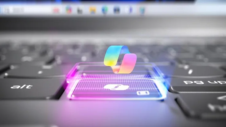 Keyboard with glowing Copilot key