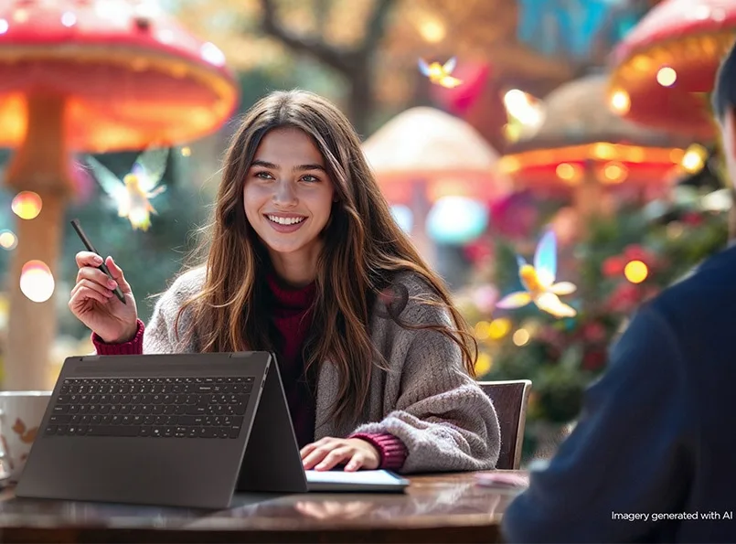 IdeaPad open on a cafe table